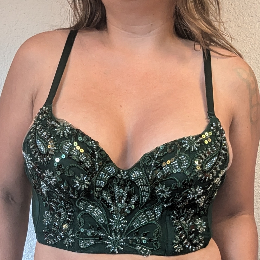 Y2K Fairy Whimsical Sequin and Beaded Bustier Corset